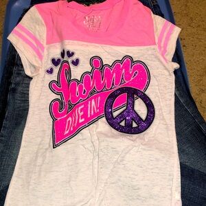 Pink and White Kids Graphic Tee